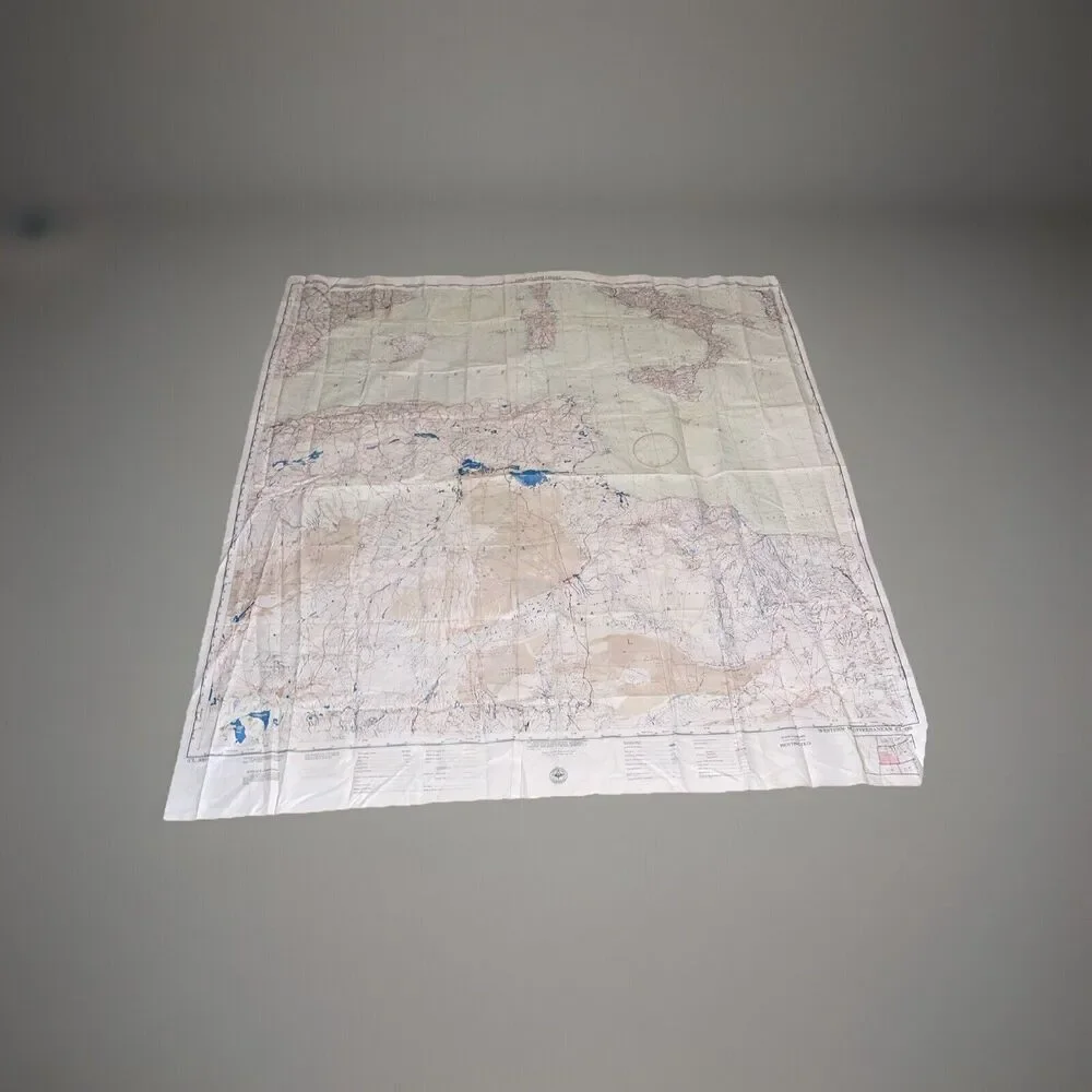 US Air Force Aeronautical Chart Service Cloth Map 1950 CL300 E & W Mediterranean